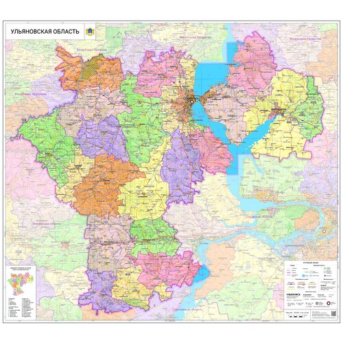 Настенная карта Ульяновской области 112 х 125 см (на самоклеющейся пленке) настенная карта ульяновской области 112 х 125 см с подвесом