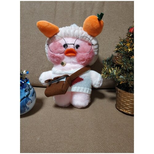 Уточка в одежде лалафанфан 30 см/ Уточка lalafanfan/ Розовая уточка 30 см/Антистресс игрушка