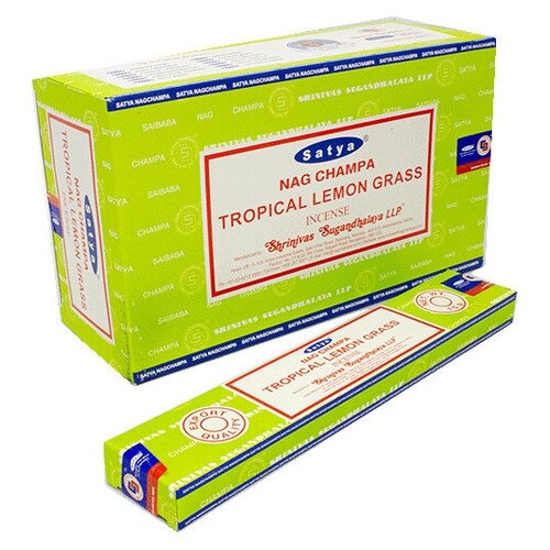 Купить Благовоние Satya 15 гр Тропический лемонграсс Tropical Lemongrass упаковка 12 шт, коричневый