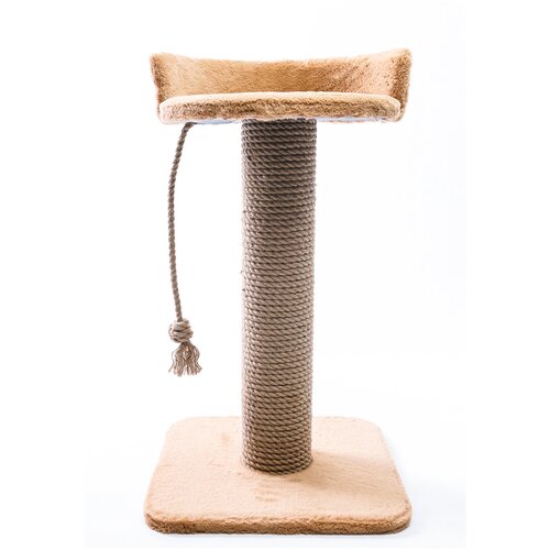 Когтеточка столбик с лежанкой, мурыч, “Царапка”, 40x40x69 см, Коричневая