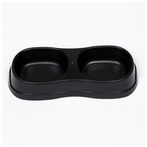 Миска двойная 2 х 0,3 л, 28 х 12,5 х 5 см, чёрная