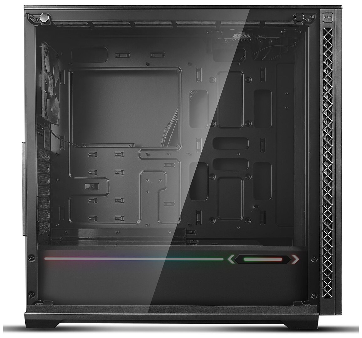 Корпус eATX Deepcool черный, без БП, большое боковое окно, 2хUSB3.0, 1хUSB2.0, аудио, 3xRGB LED 120мм fan спереди - фото №9