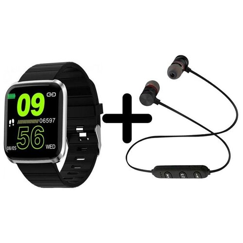 Умные часы BandRate Smart BRS116PROSB-SET1 с беспроводными наушниками мониторингом кислорода в крови шагомером 352000₽