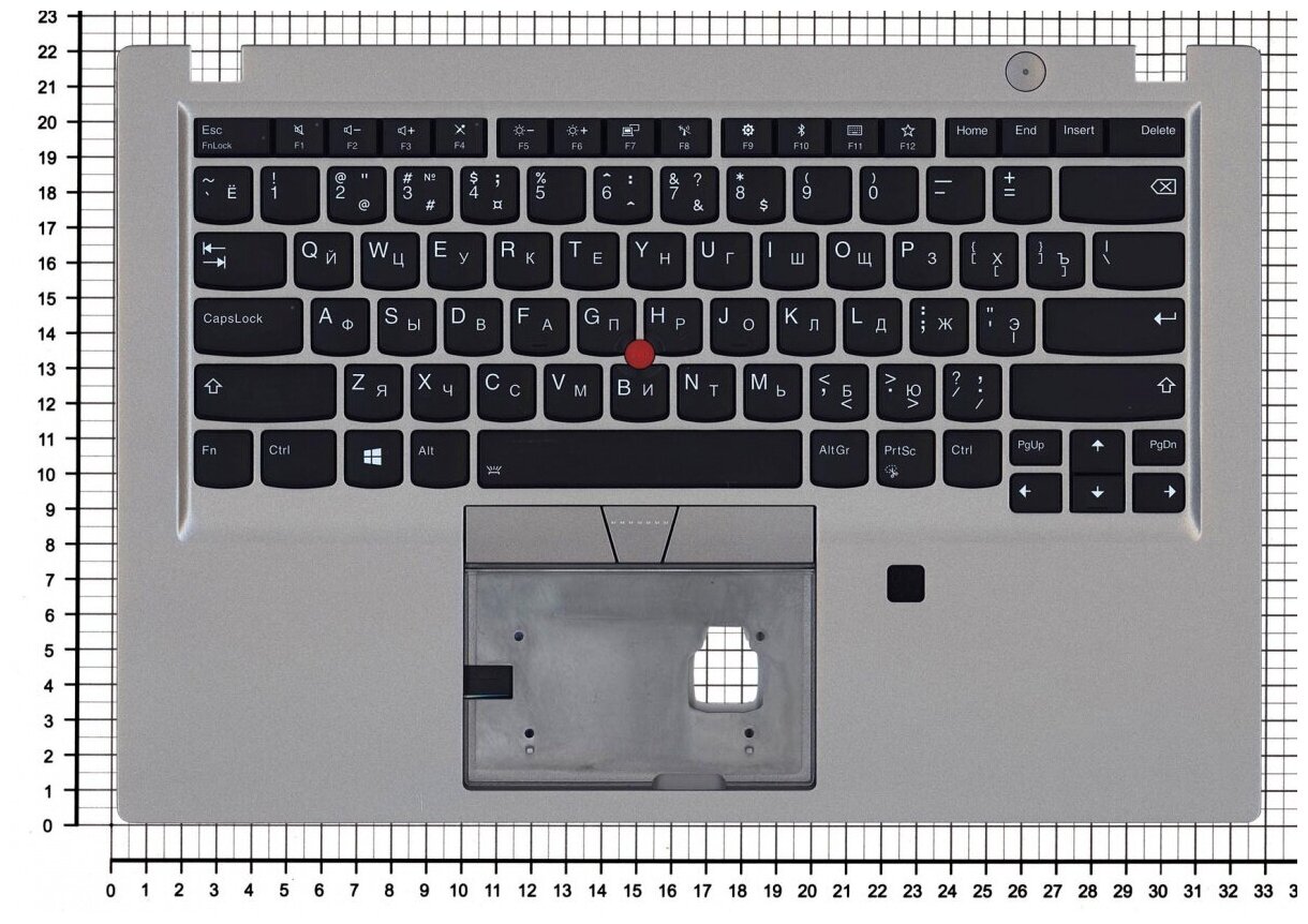 Клавиатура для ноутбука Lenovo 02HM406 черная c серебристым топкейсом