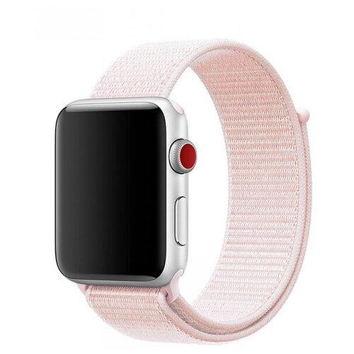 Ремешок для часов Apple Watch series 1-6, SE 38-40mm и series 7 41mm / Нейлоновый ремешок для умных смарт часов Эпл Вотч серии 1-6, Эпл Вотч СЕ 38-40мм и серия 7 41мм (Светло-розовый)