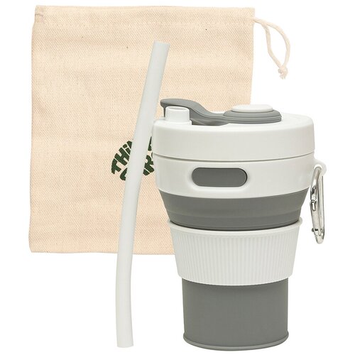 Складной эко-стакан для кофе, 450 мл, серый