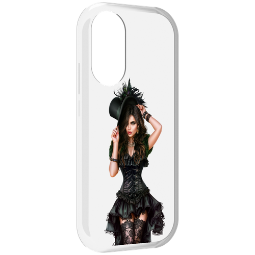 Чехол MyPads стройная-девушка-в-черном-платье для Honor X7 задняя-панель-накладка-бампер
