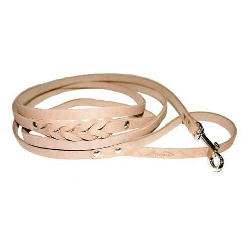 Аркон Поводок для собак кожаный, однослойный, плетение посередине, карабин, цвет натуральный, 250см х 8мм