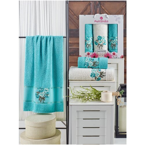 фото Oran merzuka полотенце mavreena цвет: бирюзовый br19493 (50х90 см - 2 шт,70х140 см)