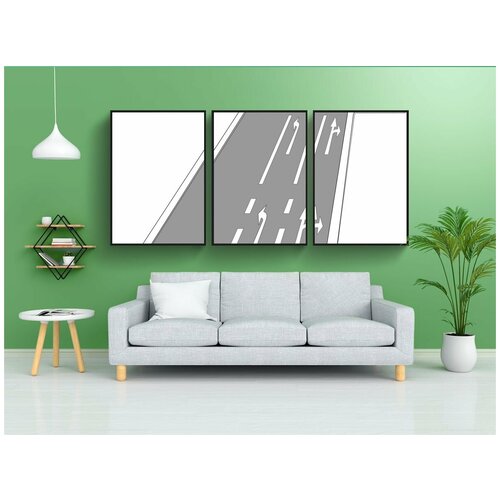 фото Набор модулных постеров для интерьера "дорожный знак, знаки дорожного движения, знак" 60x90 см. в тубусе, без рамки lotsprints