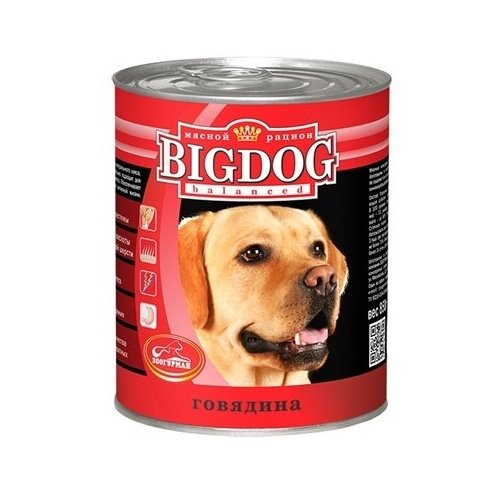 Зоогурман Консервы для собак BIG DOG Говядина (0249) 0,85 кг 18944 (18 шт)