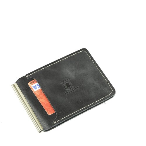 фото Зажим для купюр premier+urb из натуральной кожи, бумагодержатель, компактный кошелек, зажим для денег черный cro-z-933-30