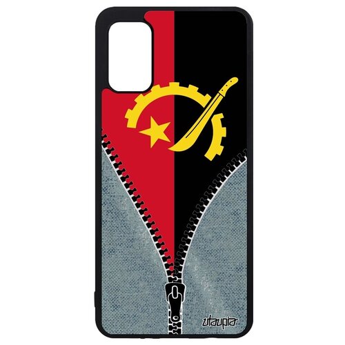 фото Яркий чехол на мобильный // samsung galaxy a41 // "флаг анголы на молнии" государственный страна, utaupia, серый