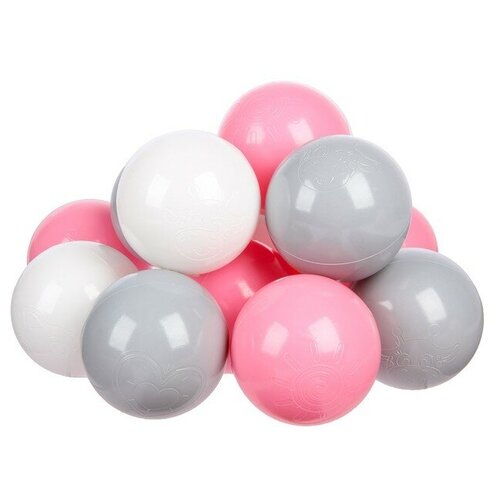 фото Соломон шарики для сухого бассейна с рисунком, диаметр шара 7,5 см, набор 30 штук, цвет розовый, белый, серый