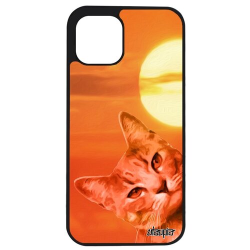 фото Качественный чехол на мобильный // apple iphone 12 pro max // "котик" зверь cat, utaupia, оранжевый
