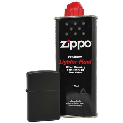 Зажигалка ZIPPO Classic с покрытием Black Matte + высококачественное топливо Zippo 125 мл