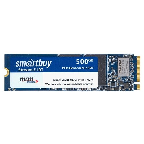 Твердотельный накопитель SmartBuy Stream E19T 500 ГБ M.2 Stream E19T (SBSSD-500GT-PH19T-M2P4) smart buy накопитель smartbuy m 2 ssd 512gb stream p16 sbssd512 stp16 m2p4 nvme pcie4