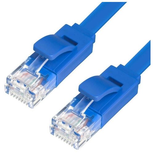 Greenconnect Патч-корд прямой 1.5m, UTP кат.5e, синий, позолоченные контакты, 24 AWG, литой, GCR-LNC01-1.5m, ethernet high speed 1 Гбит/с, RJ45, T568B gcr патч корд 4 0m кат 5e прямой utp красный позолоченные контакты 24 awg литой ethernet high speed 1 гбит с rj45 t568b gcr lnc04 4 0m
