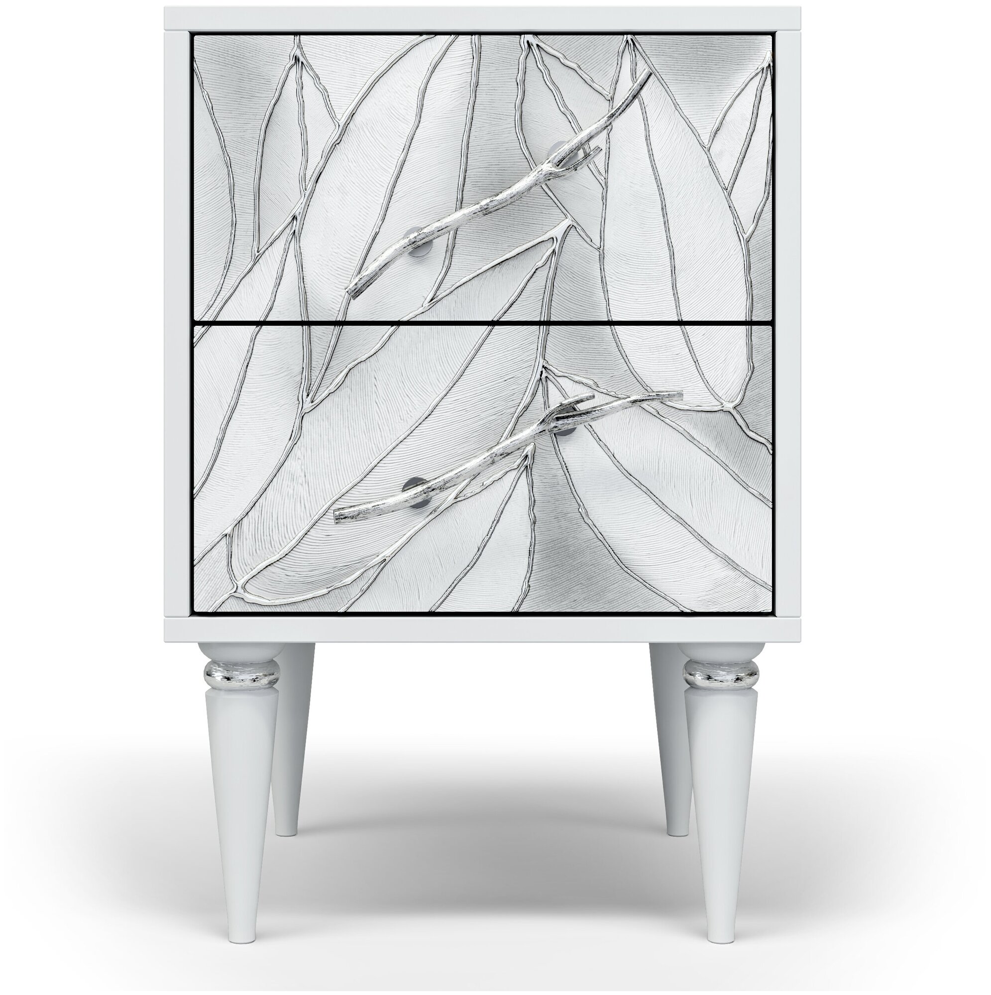 фото Тумба Bogacho Арт Классика с 2-мя ящиками белый с серебром