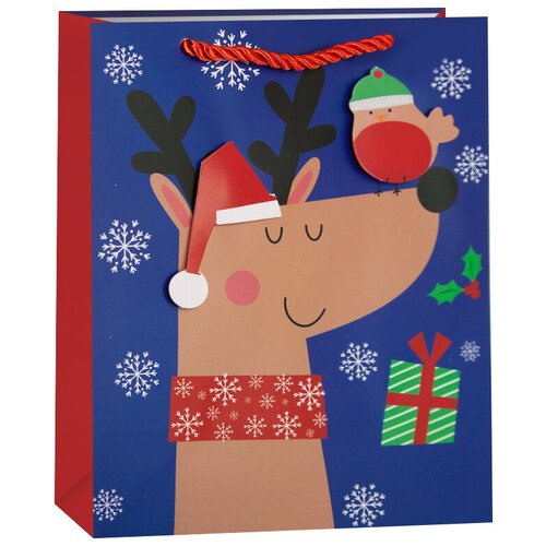 фото Пакет подарочный дон баллон новогодний олень, 18 х 23 х 10 см синий