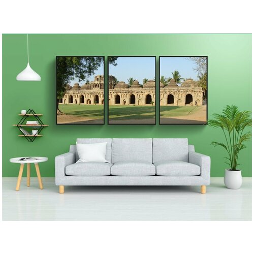 фото Набор модулных постеров для интерьера "хампи, слон конюшни, сайт юнеско" 60x90 см. в тубусе, без рамки lotsprints