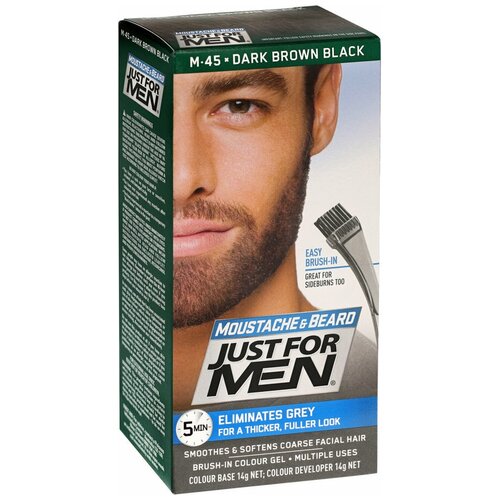 Just for men - краска для бороды Dark Brown m45 в комплекте с кисточкой
