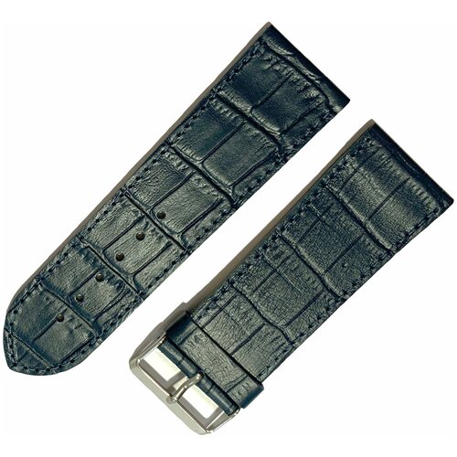 фото Ремешок 2802-01-1-7 kroko синий кожаный тонкий ремень для наручных часов из натуральной кожи 28 мм матовый крокодил ardi