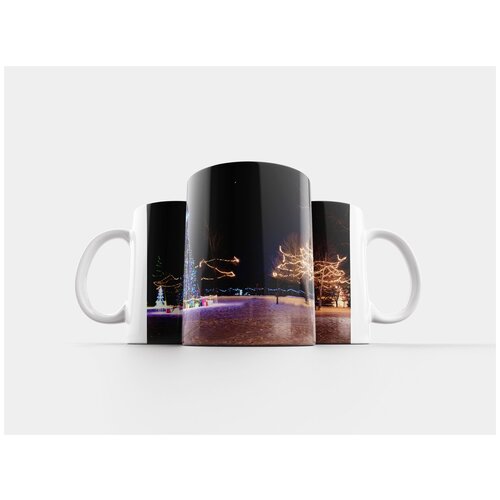 фото Кружка "рождественский городок, рождественское дерево, зима" 320 мл lotsprints