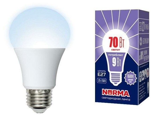 Volpe Лампа светодиодная Volpe E27 9W 6500K матовая LED-A60-9W/6500K/E27/FR/NR UL-00005624