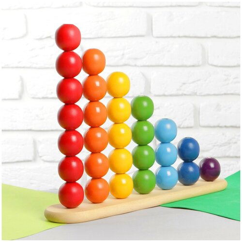 Пирамидка Абака радуга с шариками, шарик: 3,2 см RNToys