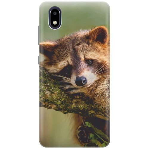 фото Ультратонкий силиконовый чехол-накладка для zte blade a3 2020 с принтом "задумчивый енот" gosso