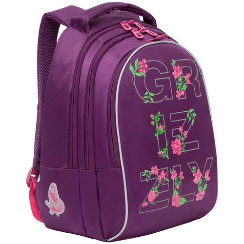 фото Рюкзак школьный с карманом для ноутбука 13", анатомической спинкой, тремя отделениями, для девочки rg-268-4/2 grizzly