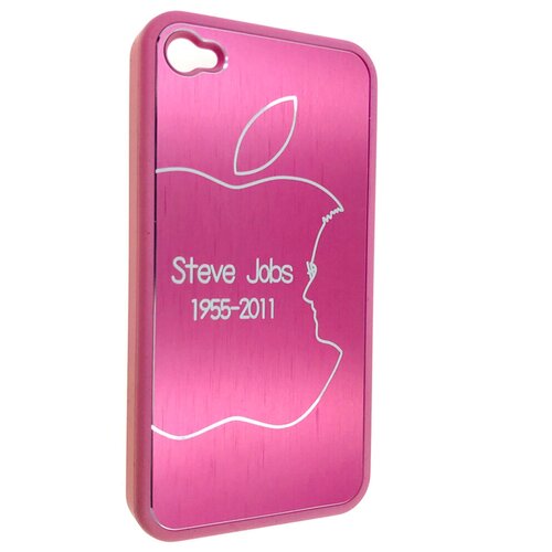 Чехол на смартфон iPhone 4s накладка пластиковый типа клип-кейс противоударный с алюминиевой спинкой и выгравированным рисунком Стив Джобс
