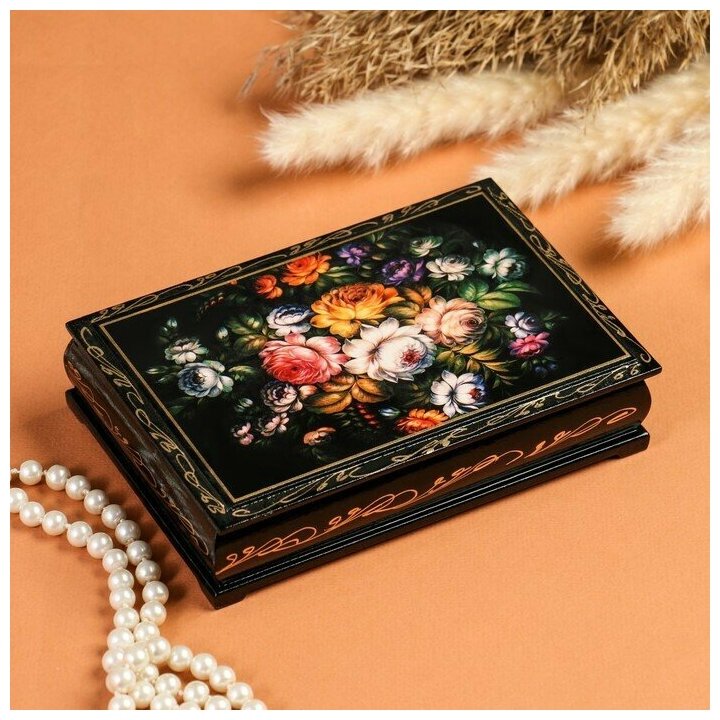 фото Шкатулка «Жостово», 11×16 см, лаковая миниатюра 2663997