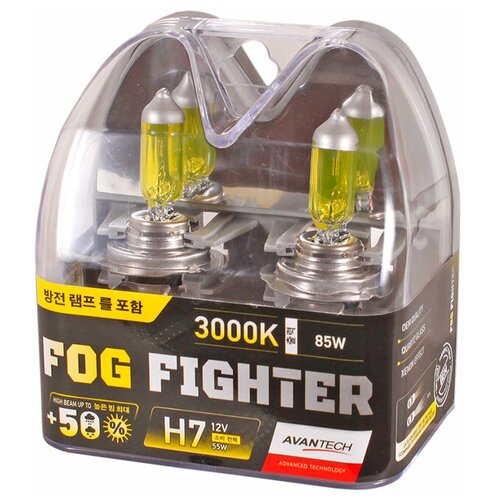 фото Лампа галогенная avantech fog fighter h7 12v 55w (85w) 3000k, 2 шт. (блистер)