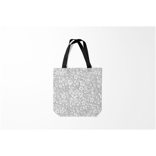 фото Сумка-шоппер / 40х40 см / девушкам / цветочки и бабочки белые цветы burnettie