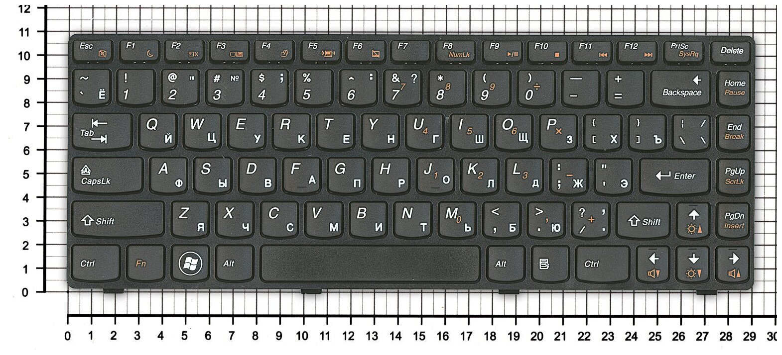 Клавиатура для ноутбука Lenovo IdeaPad V470A черная с черной рамкой