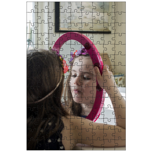 фото Магнитный пазл 27x18см."девочка, ребенок, зеркало" на холодильник lotsprints