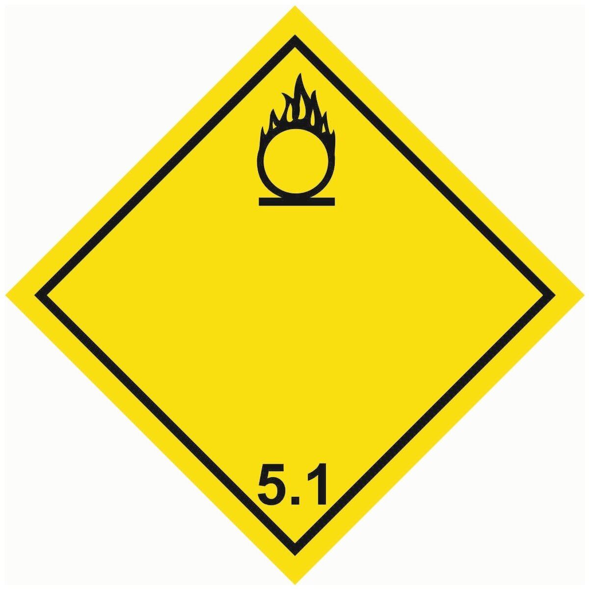 Знак опасных грузов 5.1 "Окисляющие вещества" 250х250 светоотраж. пленка + ламинация, уп. 4 шт.