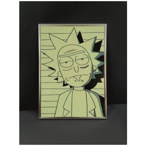 Картина светящаяся в темноте, в рамке с подвесом Рик