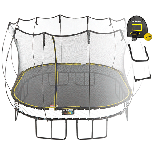Батут SPRINGFREE квадратный S113 SH с лестницей и корзиной для мяча