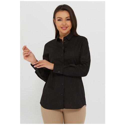 фото Рубашка женская katharina kross kk-b-003b-черный, полуприталенный силуэт / regular fit, цвет черный, размер 54