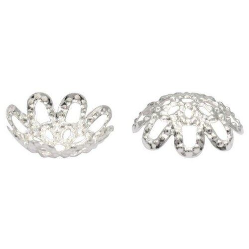 Шапочки для бусин цвет серебро 11 мм 50 штук арт 4AR204 количество товаров в комплекте 50 296₽