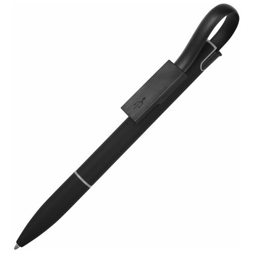 фото Ручка шариковая многофункциональная с кабелем usb для зарядки телефона, цвет черный oasis