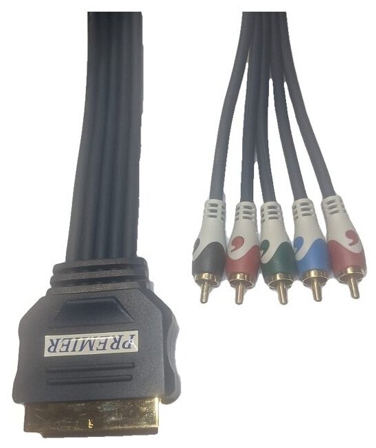 Шнур Premier 5-223 SCART "шт"-5хRCA "шт" RGB+AUDIO Pro-Class пластик, позолоченные контакты OD5.0х25.0мм 1,5 м