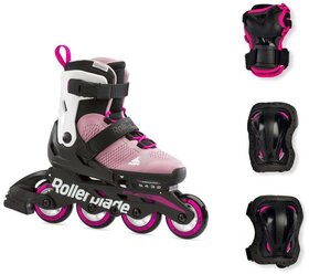 Детские ролики с защитой Rollerblade Microblade Combo G - 2021 Pink/White р. 28-32