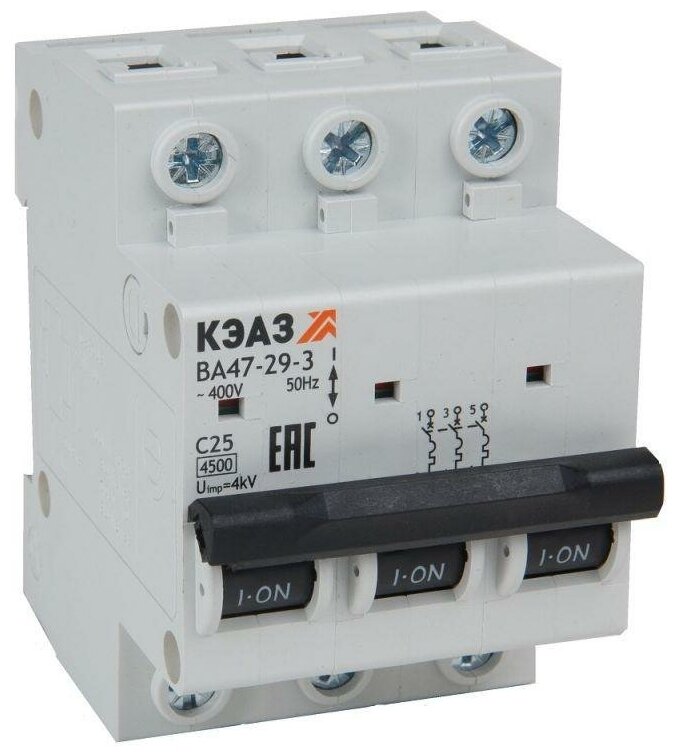 Выключатель автоматический модульный ВА47-29-3C40-УХЛ3 (4.5кА) | код. 318293 | КЭАЗ ( 1шт. )