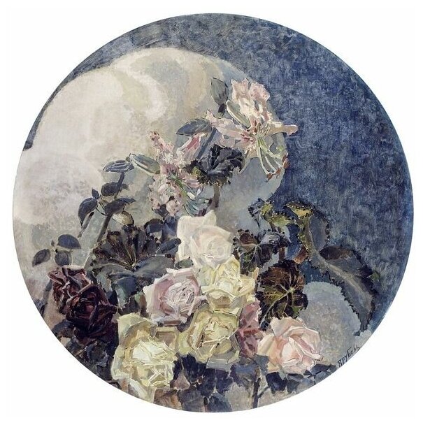 Репродукция на холсте Розы и орхидеи (Roses and orchids) Врубель Михаил 61см. x 60см.