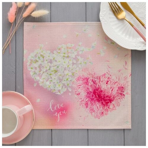фото Салфетка на стол "love you" 30*30см,100% п/э 5219682 доляна