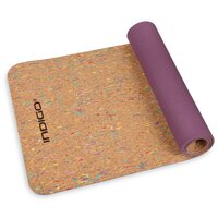 Коврик гимнастический для йоги и фитнеса пробка, TPE Коричнево-фиолетовый 173*61*0,6 см